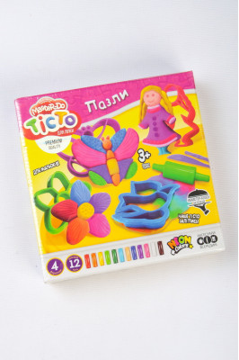 Тісто для ліпки, 12 кольорів, стек з формочками